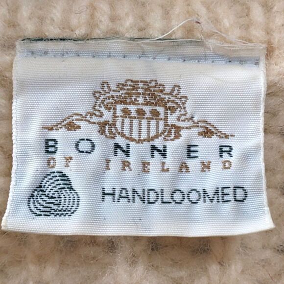 BONNER OF IRELAND Waffle Knit 100% Pure Wool Cream Button Sweater Cardigan Sz XL - Picture 8 of 8